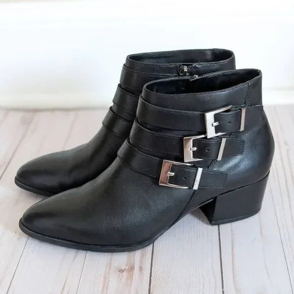 VIA SPIGA Vinicio Black Safari Leather Booties - Picture 2 of 7